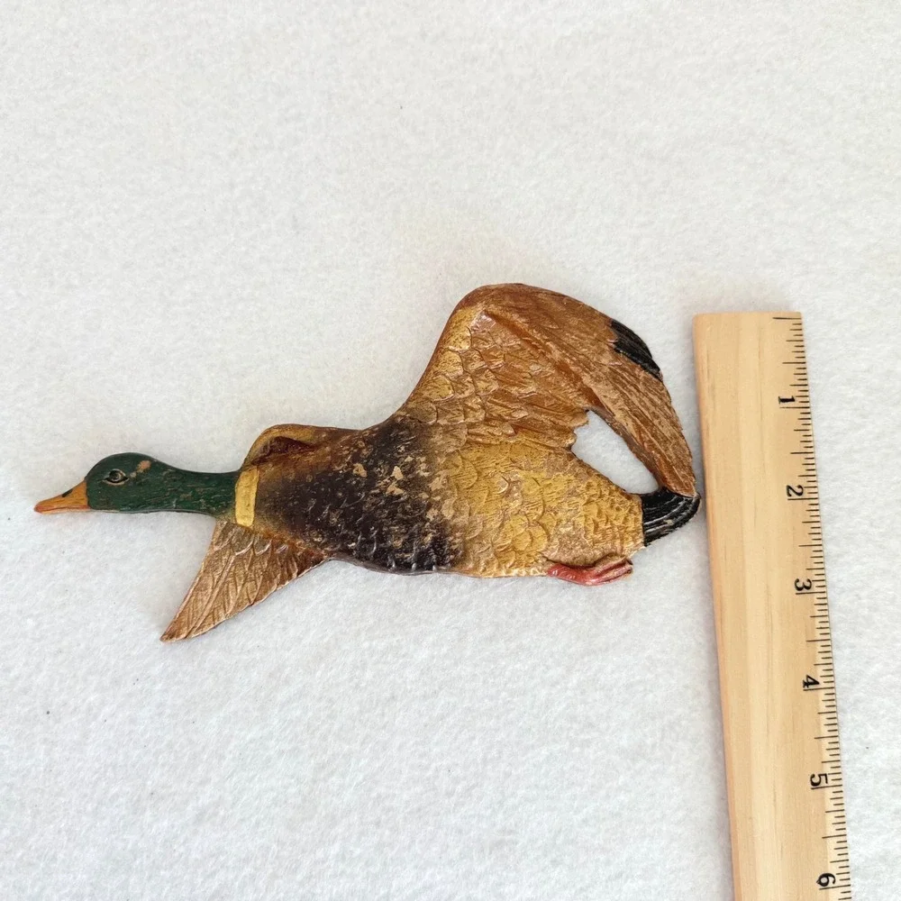 Vintage 1980 Mallard Duck Wall Decor Set 3 Brown Good Rustic Cabin Lodge Flight